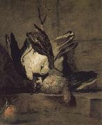 Jean Baptiste Simeon Chardin Wheat gray partridges and Orange Chicken oil painting artist